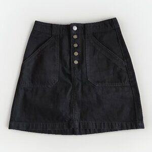 Hollister Ultra High Rise‎ A-Line Denim Skirt Women's Size 1 Black Button Fly
